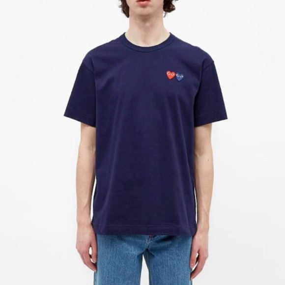 cdg double heart t shirt